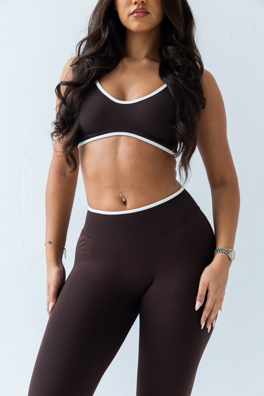 Brown contrast sports bra
