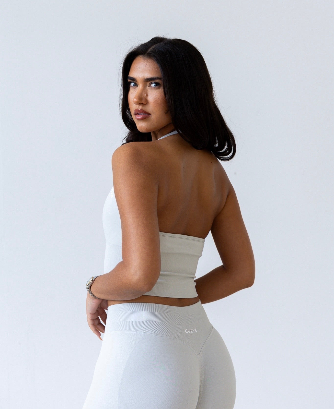 Ice grey halter neck top
