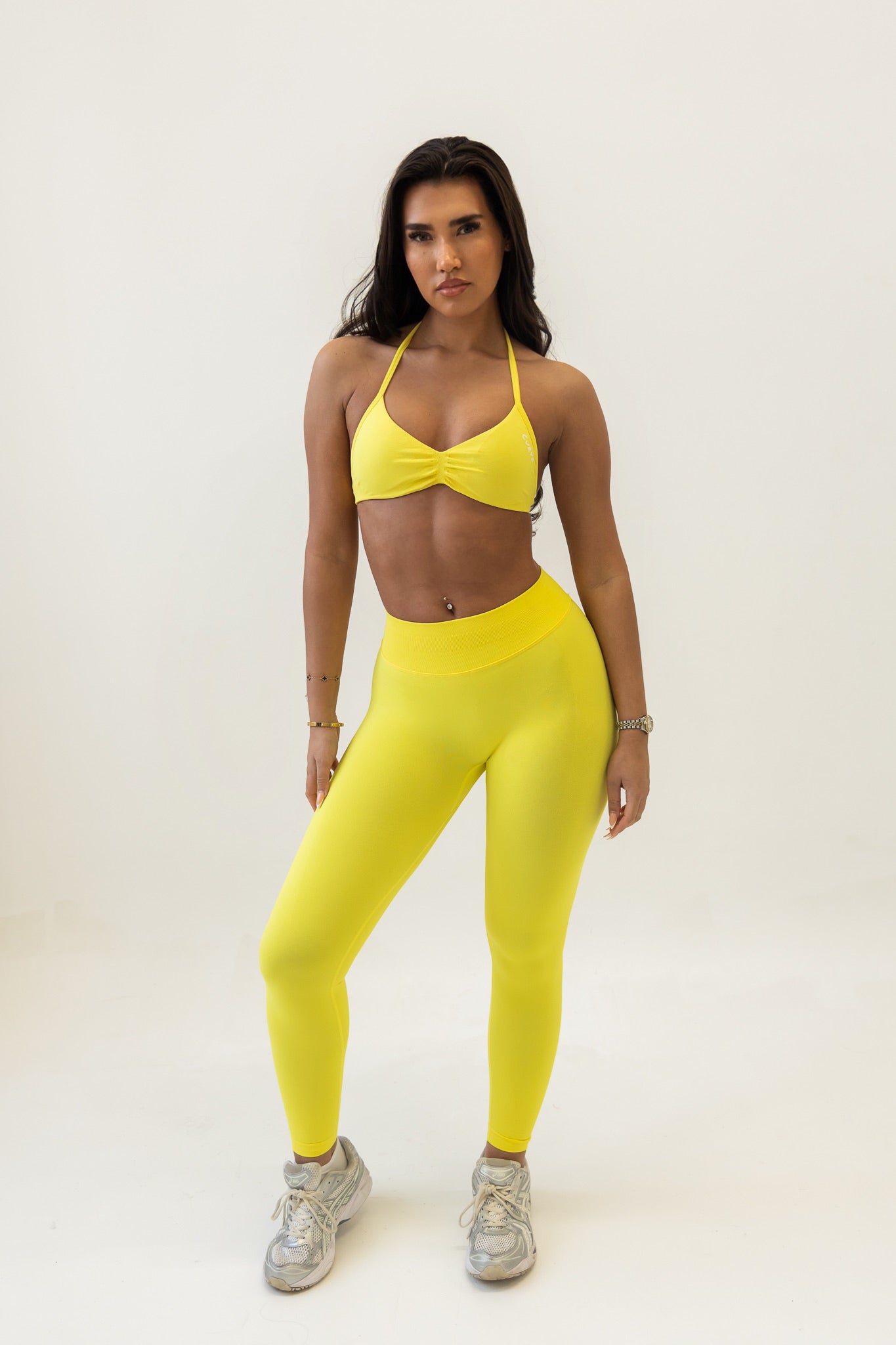 Yellow seamless scrunch bra