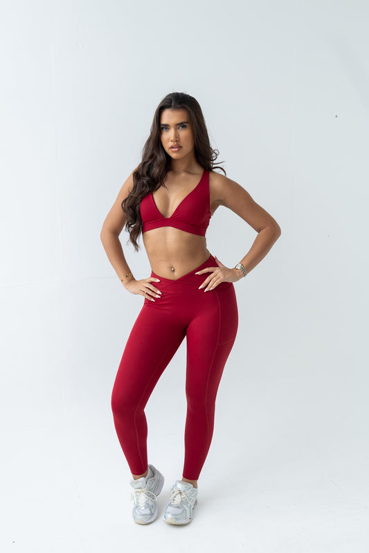 Maroon V waist band leggings