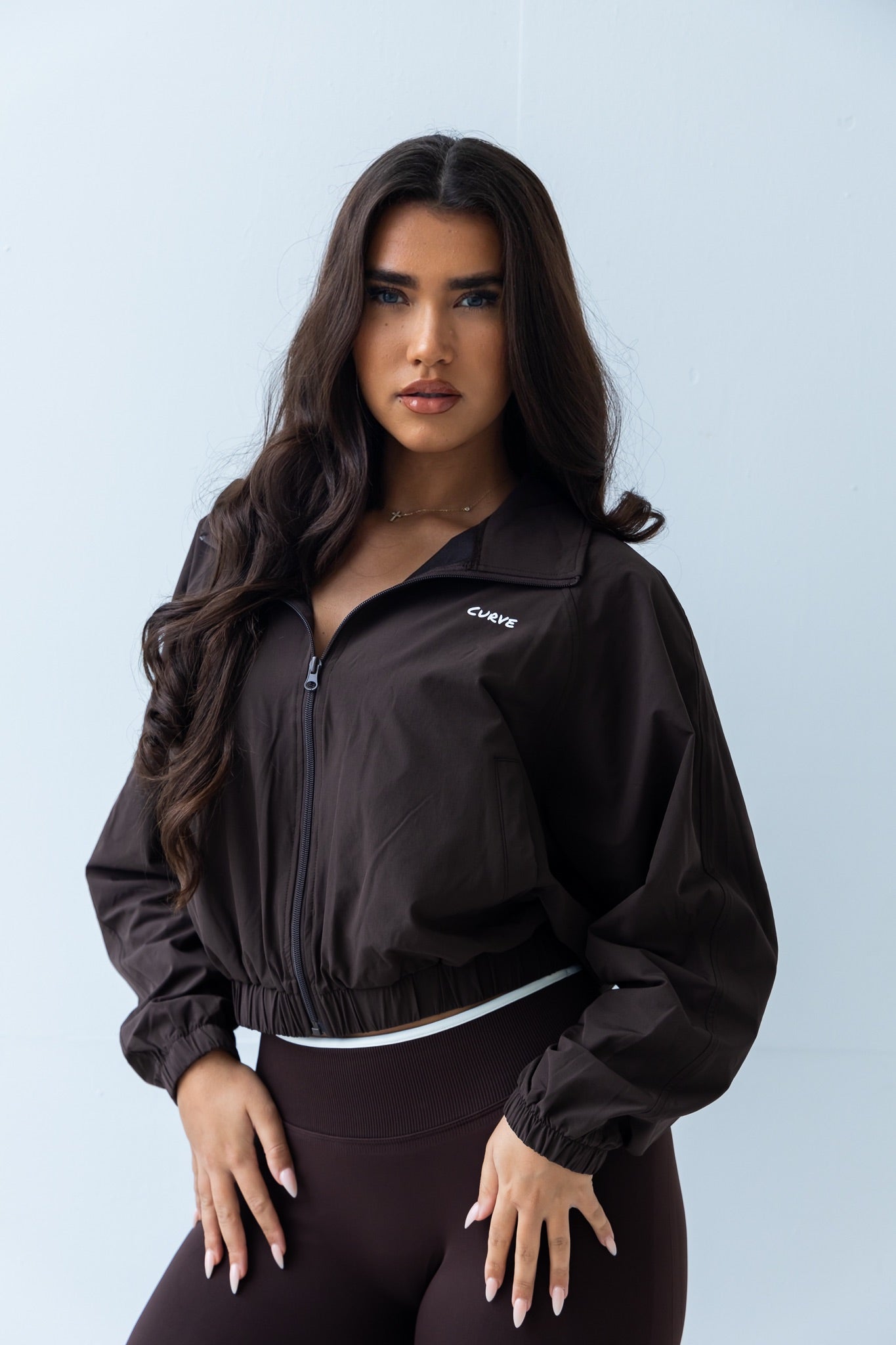 Brown windbreaker jacket