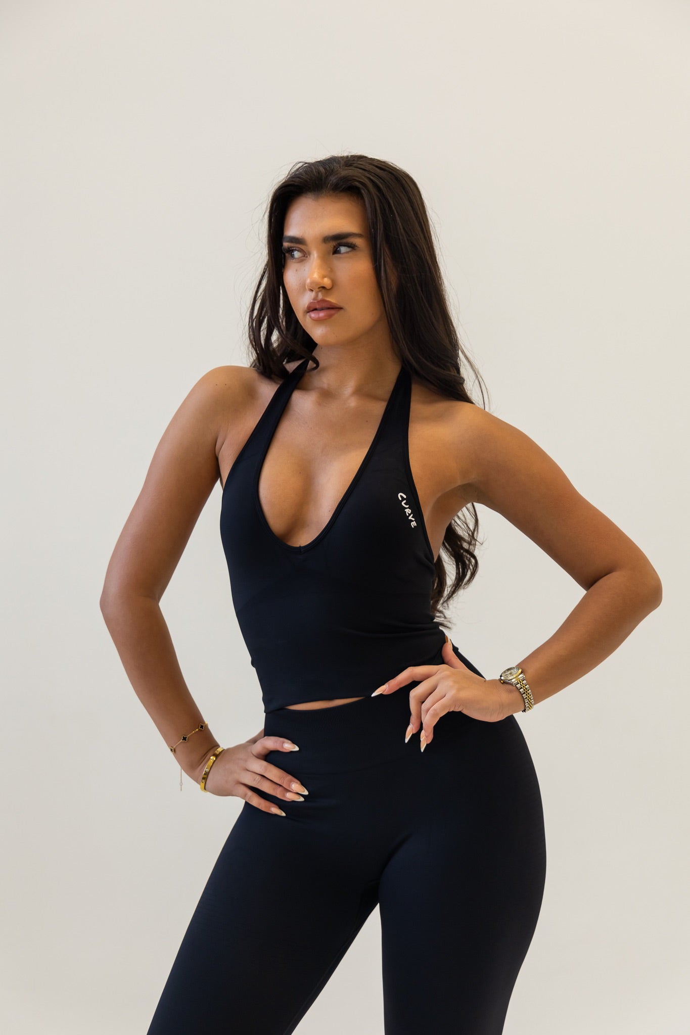 Black Halterneck legging 3 piece set