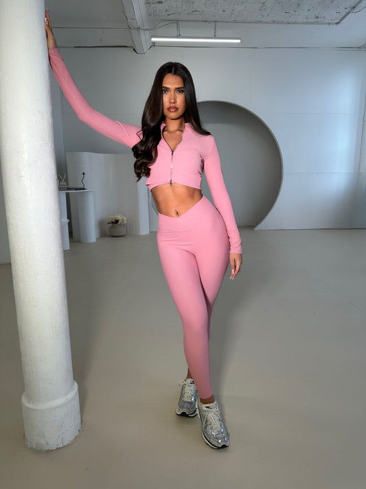 Pink 3 piece zip up set