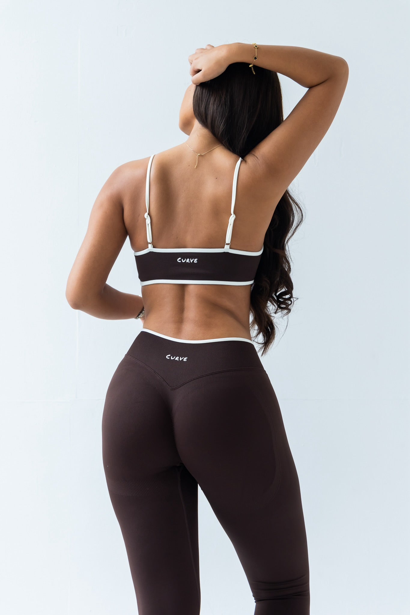 Brown contrast sports bra
