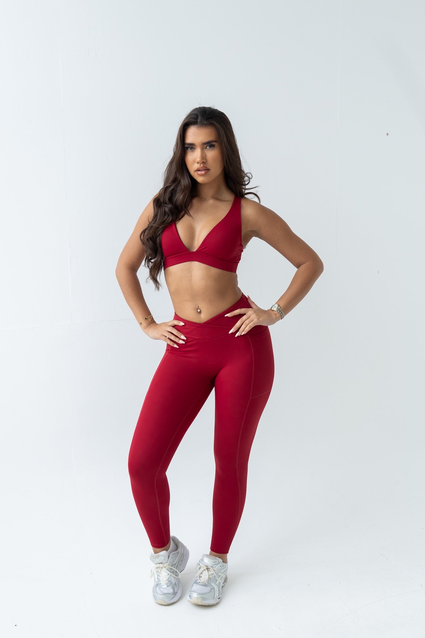 Maroon deep cut sports bra
