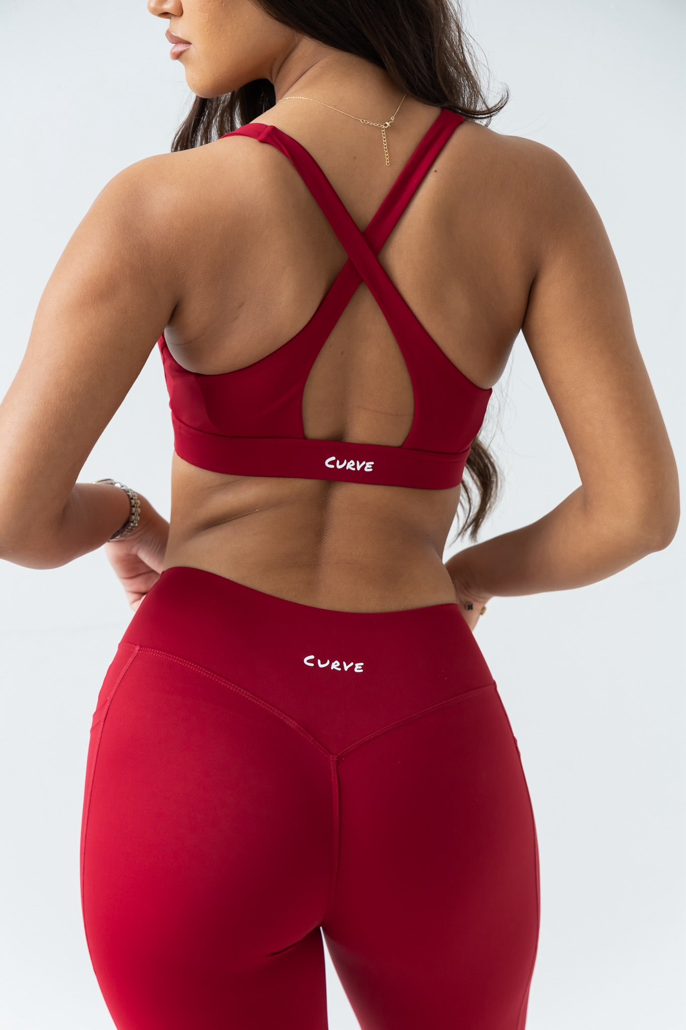 Maroon deep cut sports bra