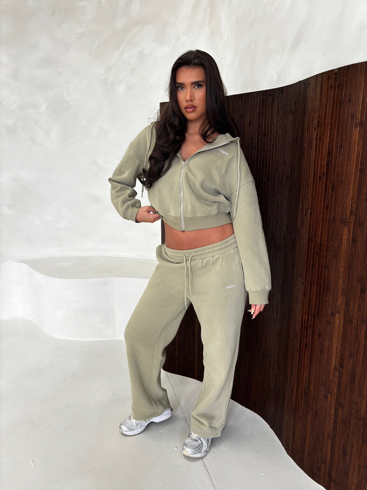 Khaki straight leg joggers