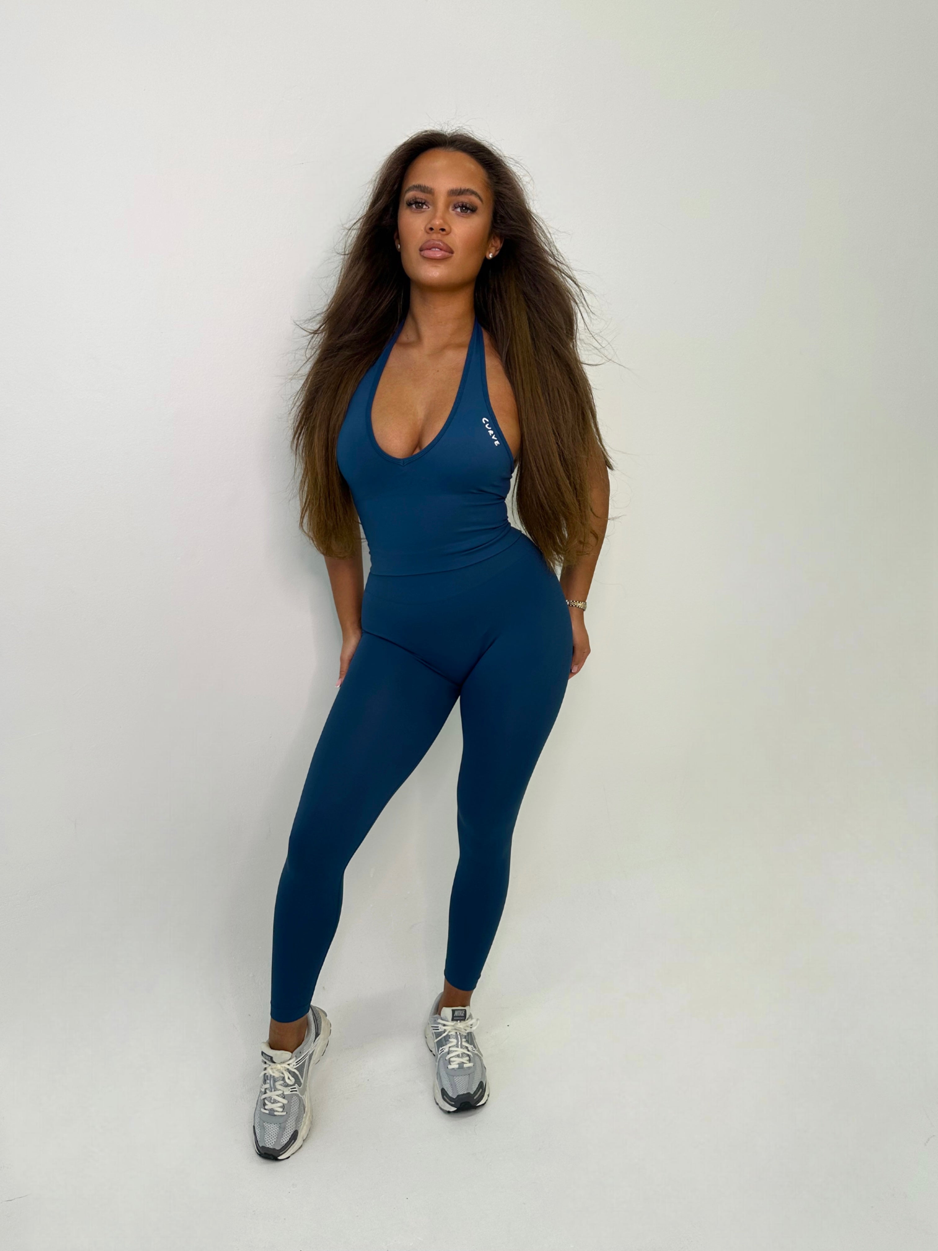 Blue halterneck legging 3 piece set