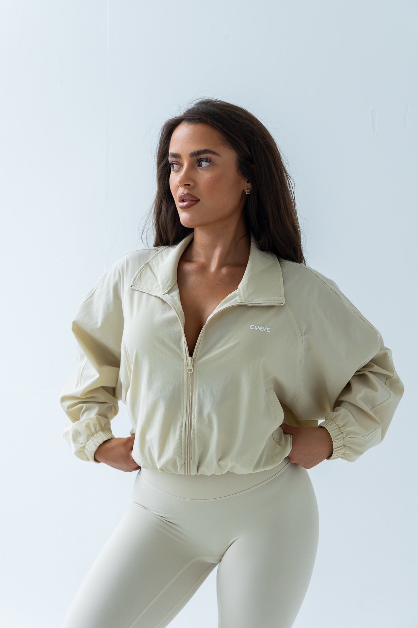 Cream windbreaker jacket