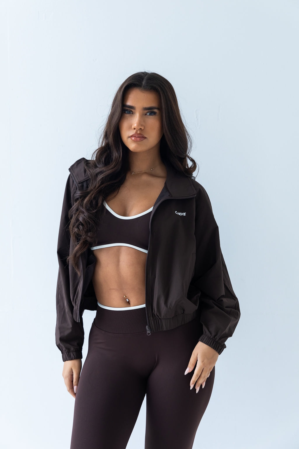 Brown windbreaker jacket