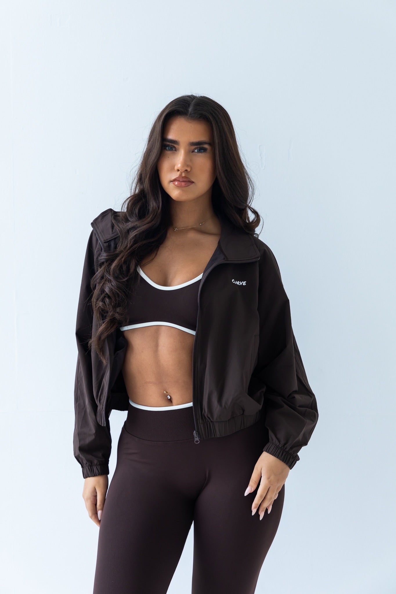 Brown windbreaker jacket