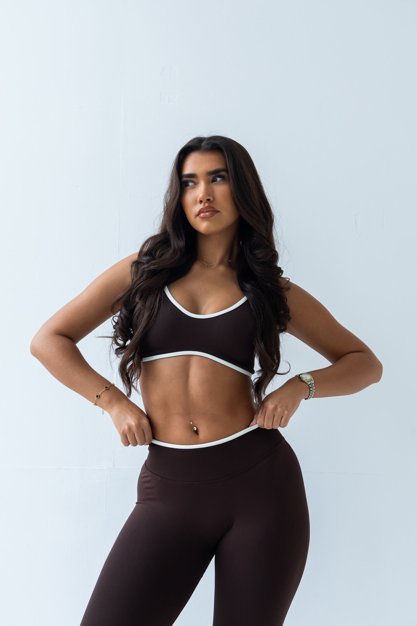 Brown contrast sports bra