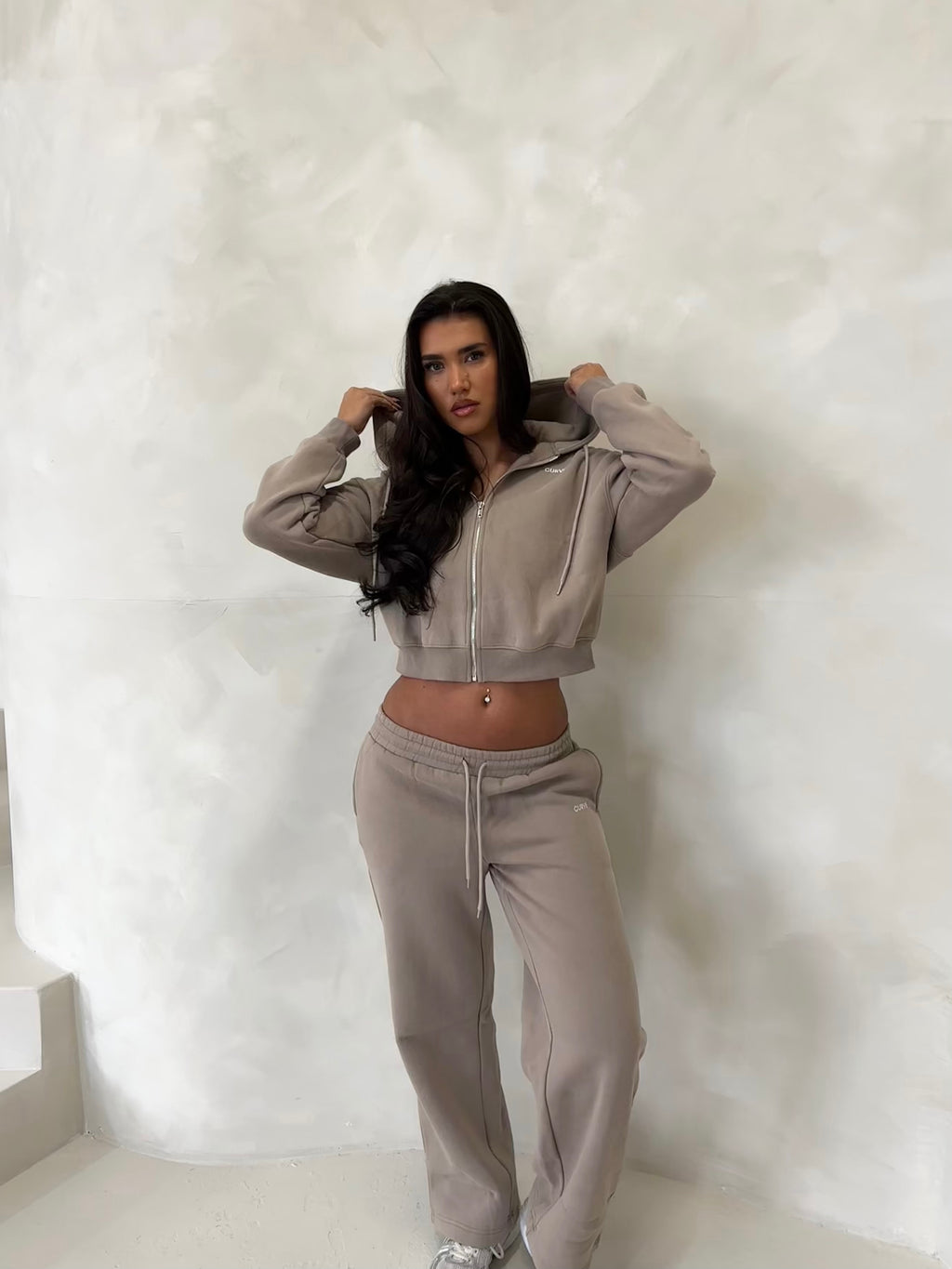 Stone zip up hoodie