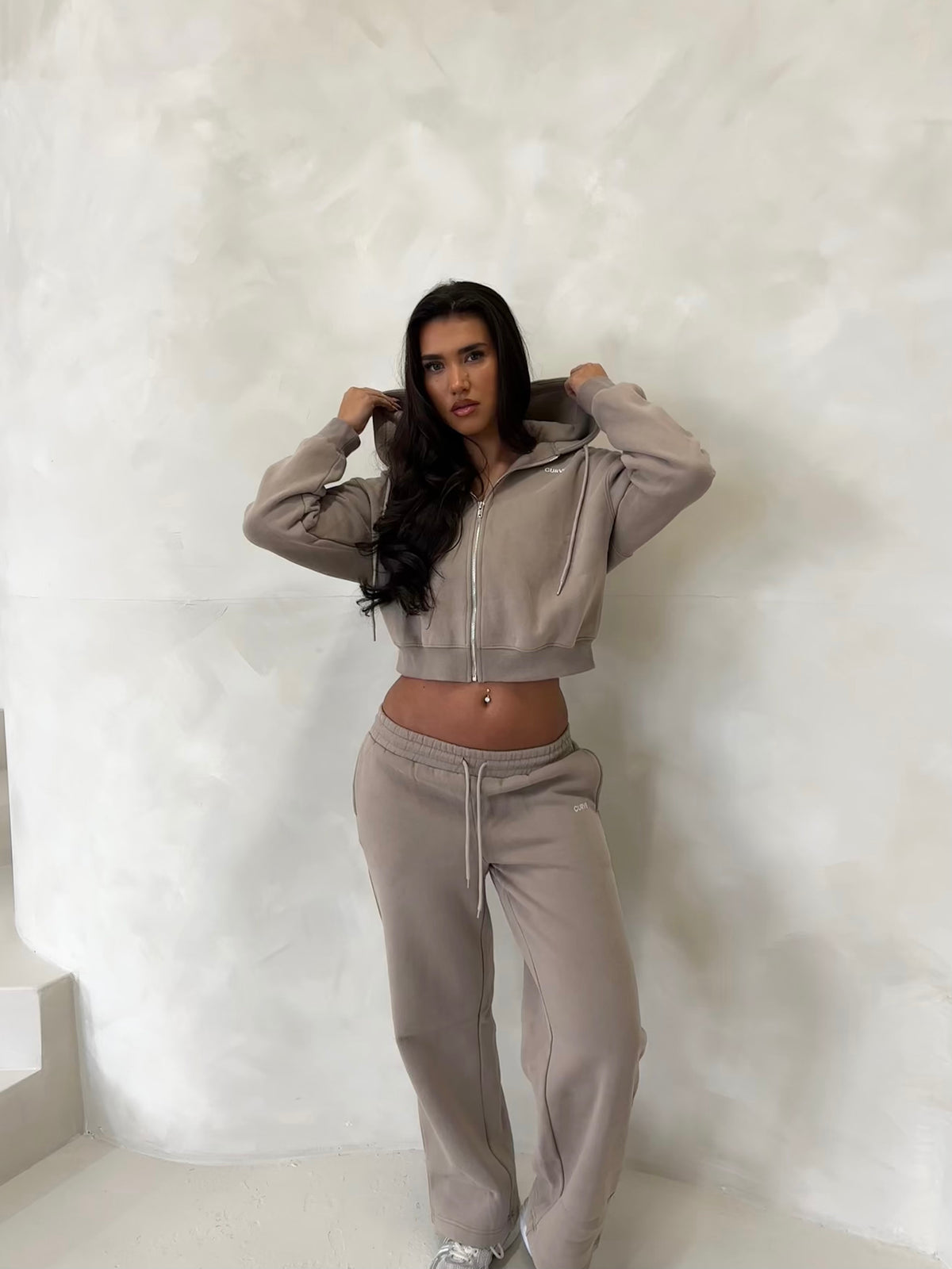 Stone zip up hoodie