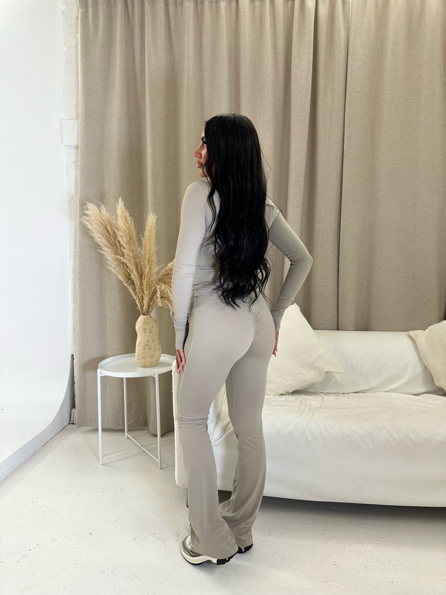 Grey flare ruched 3 piece set