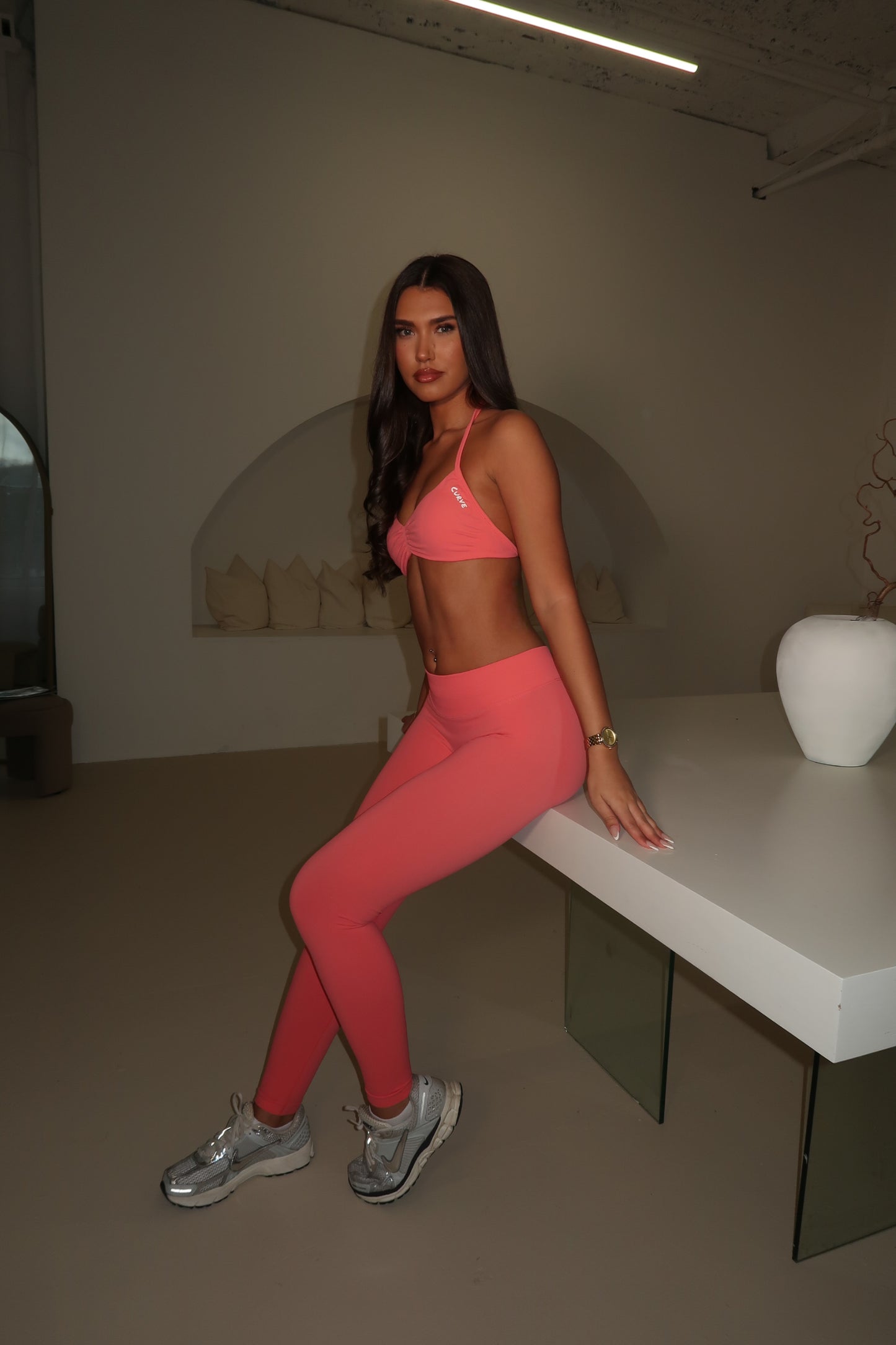 Coral scrunch seamless bra