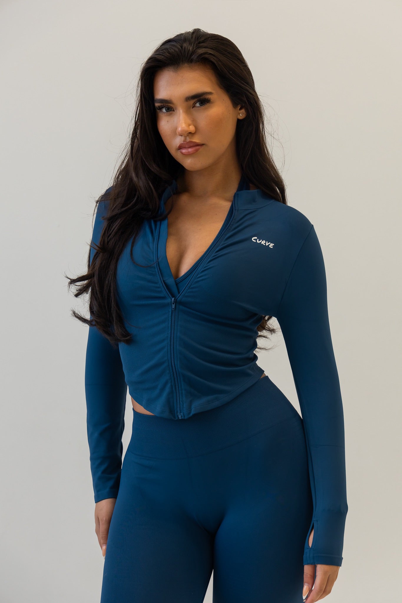 Blue halterneck legging 3 piece set