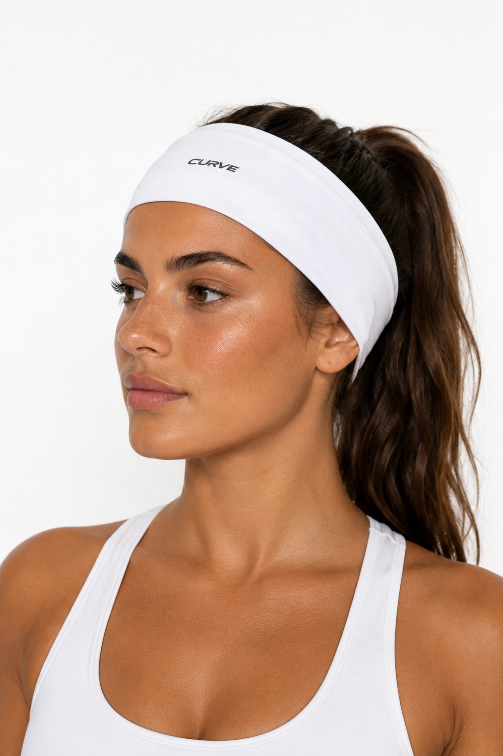 White soft active sweatband