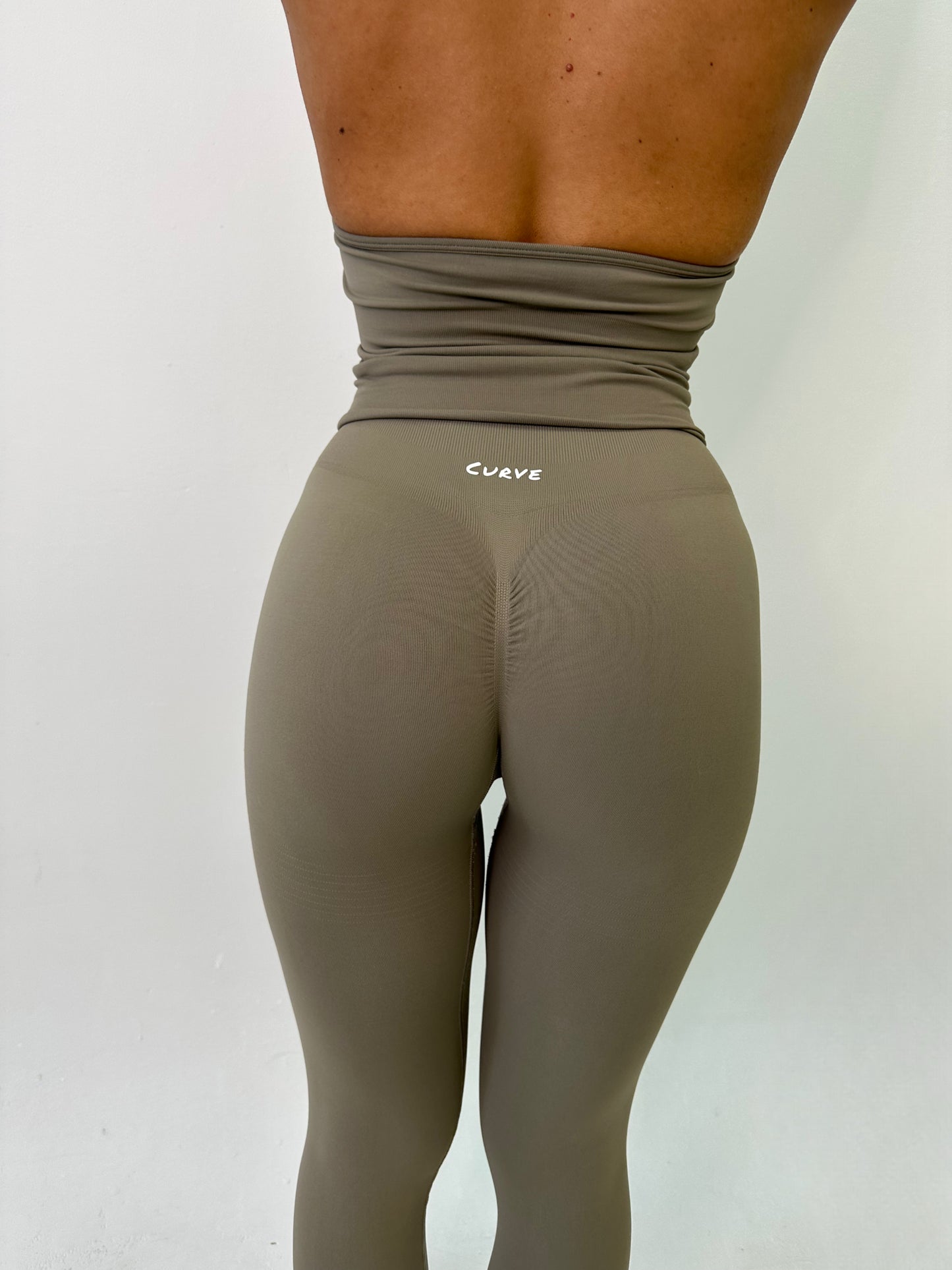 Khaki halter neck 3 piece legging set