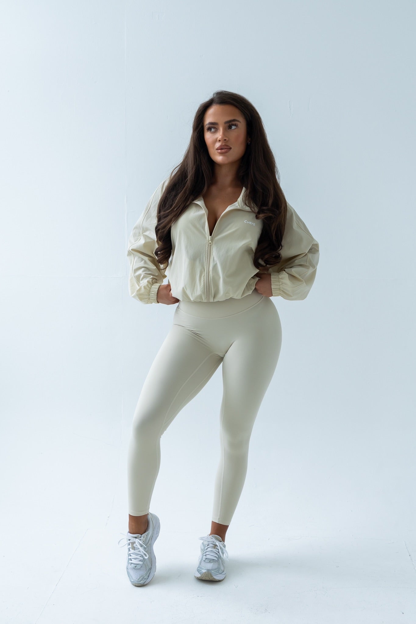 Cream windbreaker jacket