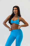 Blue seamless scrunch bra