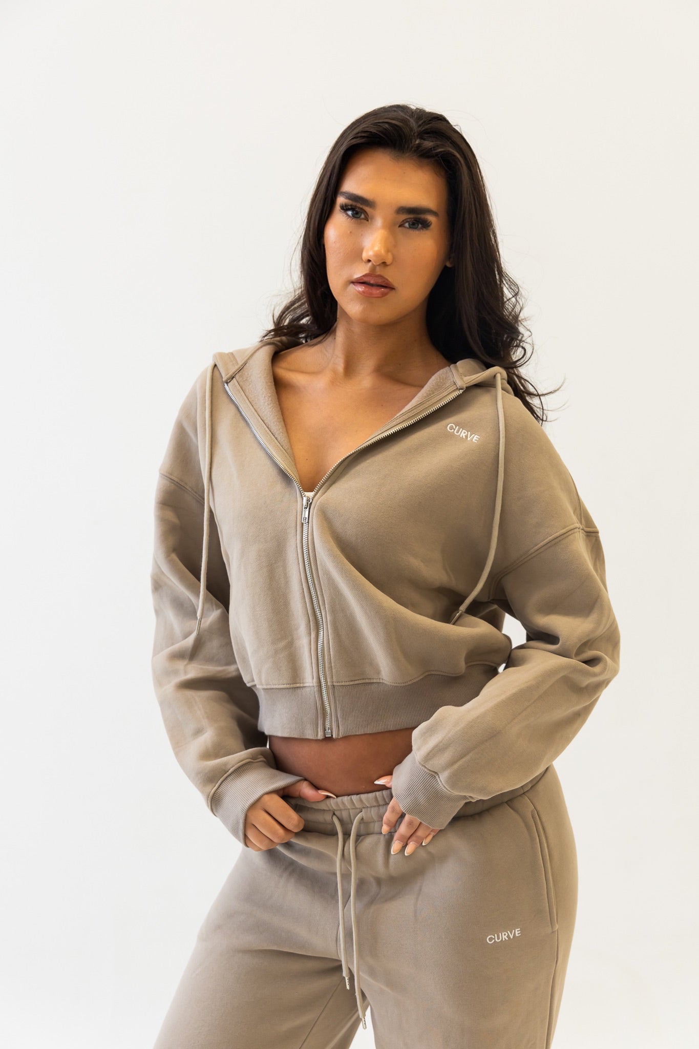 Stone zip up hoodie
