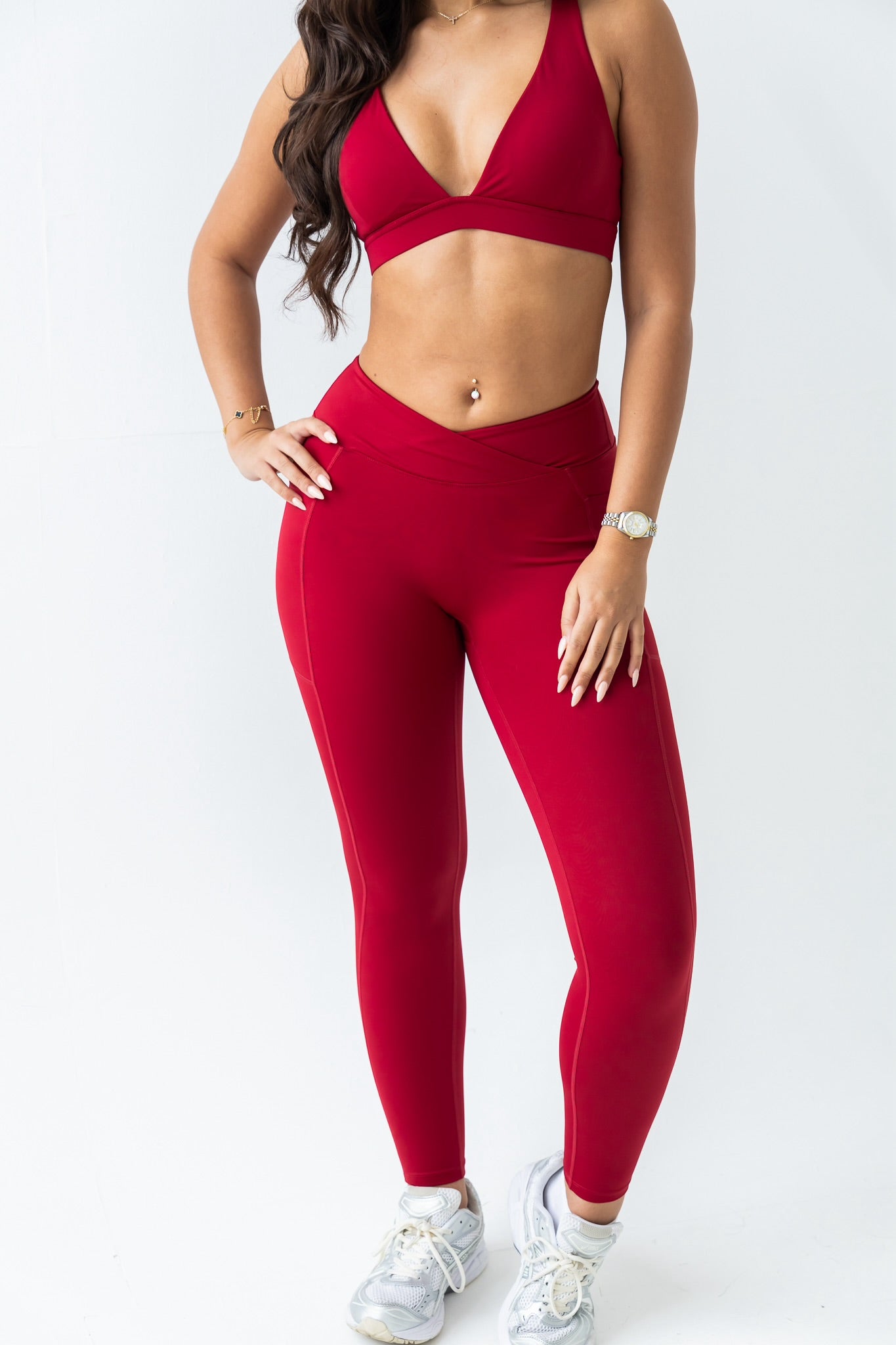 Maroon V waist band leggings