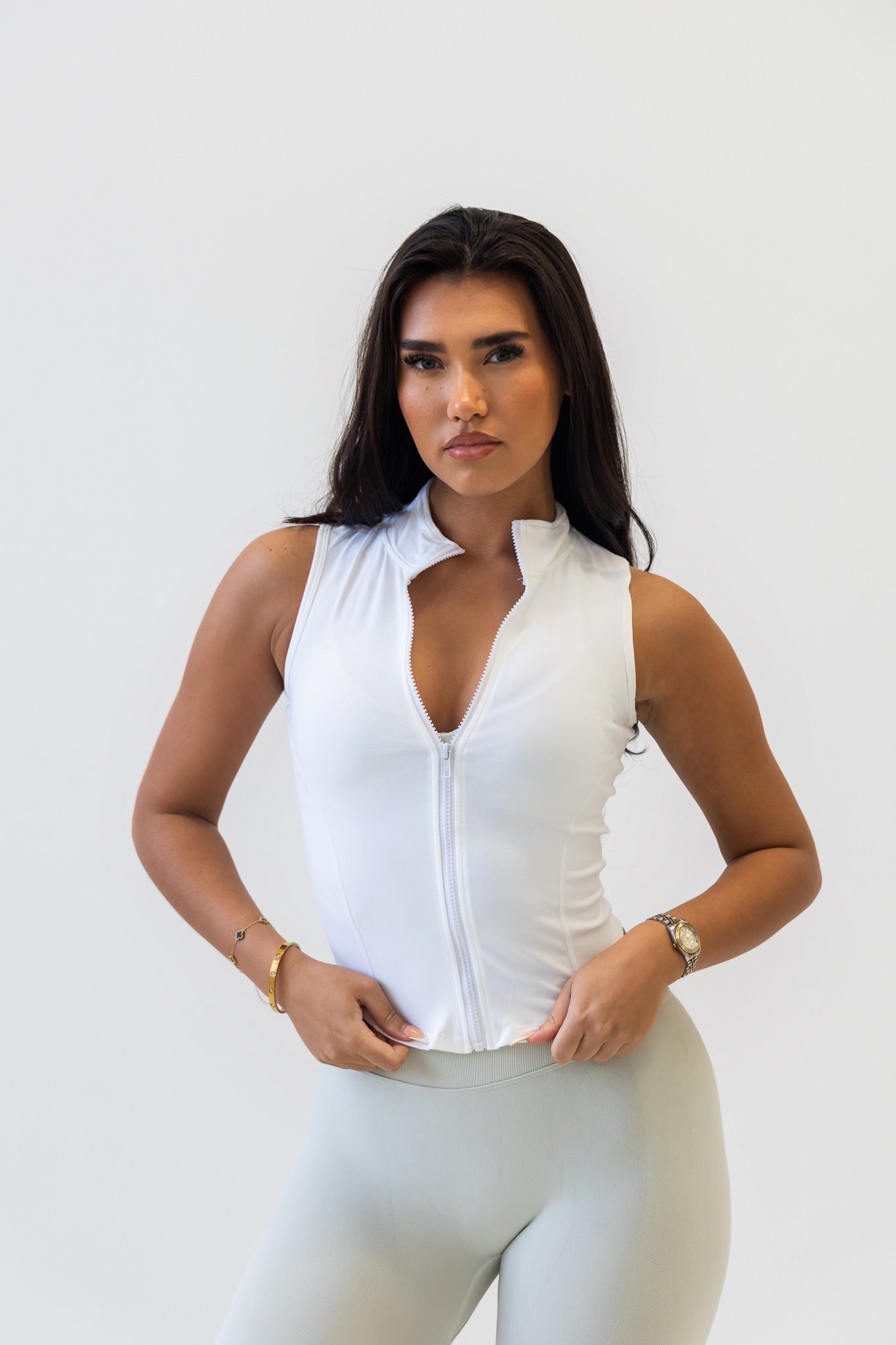 White BBL sleeveless jacket